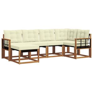 vidaXL Utomhussoffset med kudde 6 pcs Naturlig och Gr&auml;dde