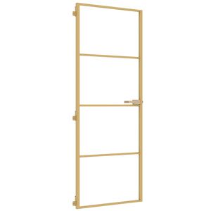 vidaXL Innerd&ouml;rr guld 76x201,5 cm h&auml;rdat glas och aluminium slim