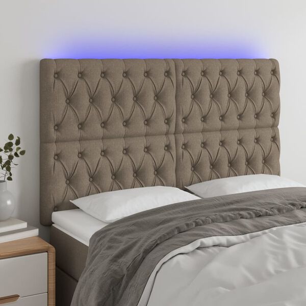 vidaXL S&auml;nggavel LED taupe 160x7x118/128 cm tyg