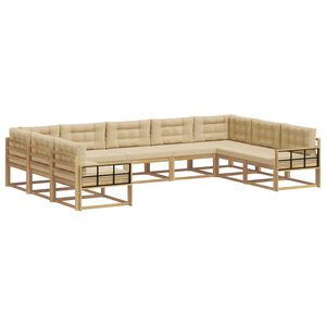 vidaXL Utomhussoffset 9 st Vit och Beige