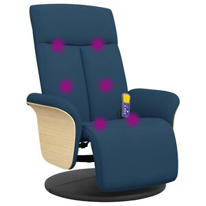 vidaXL Massagef&aring;t&ouml;lj med fotst&ouml;d bl&aring; tyg