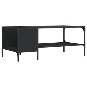 vidaXL Soffbord med hylla svart 100x51x40 cm konstruerat tr&auml;