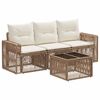vidaXL Tr&auml;dg&aring;rdsoffset 4 pcs Beige och kr&auml;mvit konstrotting