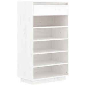 vidaXL Skosk&aring;p vit 60x34x105 cm massiv furu