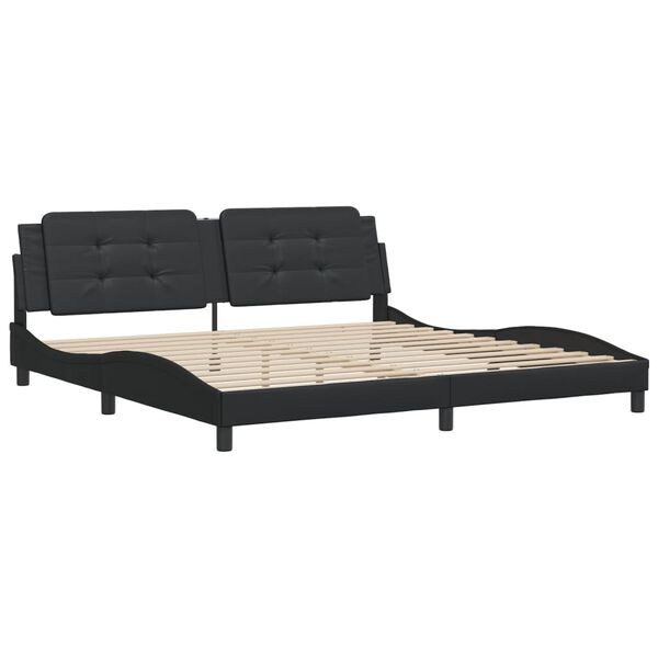 vidaXL Bed Frame without Mattress "Zadar" Black 200x200 cm Faux Leather