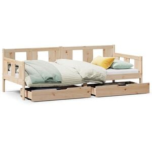 vidaXL Dagb&auml;dd med l&aring;dor 90x190 cm massiv furu