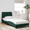 vidaXL Bed Frame with LED without Mattress "Hanko" Dark Green 90x200 cm Velvet