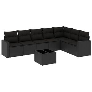 vidaXL Loungegrupp f&ouml;r tr&auml;dg&aring;rden med dynor 8 delar svart konstrotting