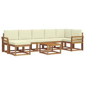 vidaXL Utomhussoffset med kudde 8 pcs Naturlig och Gr&auml;dde