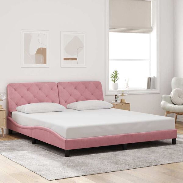 vidaXL Bed Frame without Mattress Pink 180x200 cm Velvet