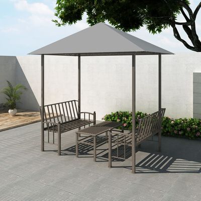 vidaXL Trädgårdspaviljong med bord och bänkar 2,5x1,5x2,4 m antracit