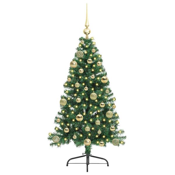 vidaXL Konstgjord F&ouml;rbelyst Julgran med 150 LED-lampor Gr&ouml;n 120 cm PVC