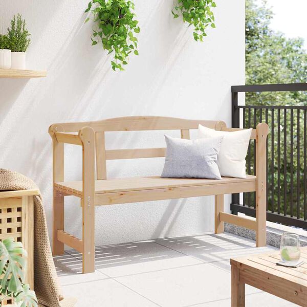 vidaXL Utomhusb&auml;nk med lagring Naturf&auml;rg 119 x 44 x 76 cm Massiv Furu