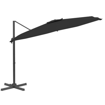 vidaXL Frihängande parasoll LED svart 400x300 cm