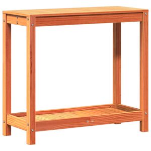 vidaXL V&auml;xtbord med hylla vaxad brun 82,5x35x75 cm massiv furu
