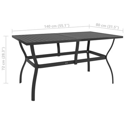 vidaXL Trädgårdsbord antracit 140x80x72 cm stål