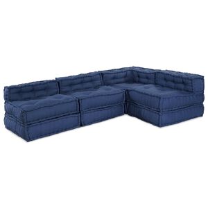 vidaXL Modulsofa enhet Tyg Indigo 210 x 140 x 56 cm