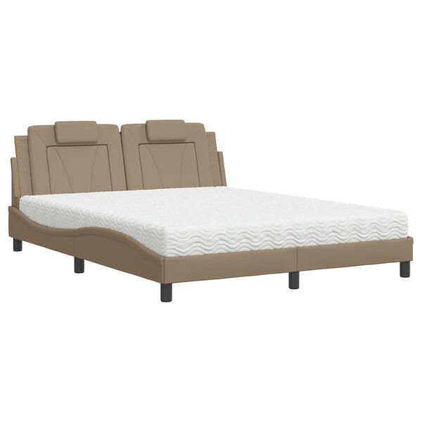 vidaXL Bed "Viana" with Mattress Cappuccino 160x200 cm Faux Leather
