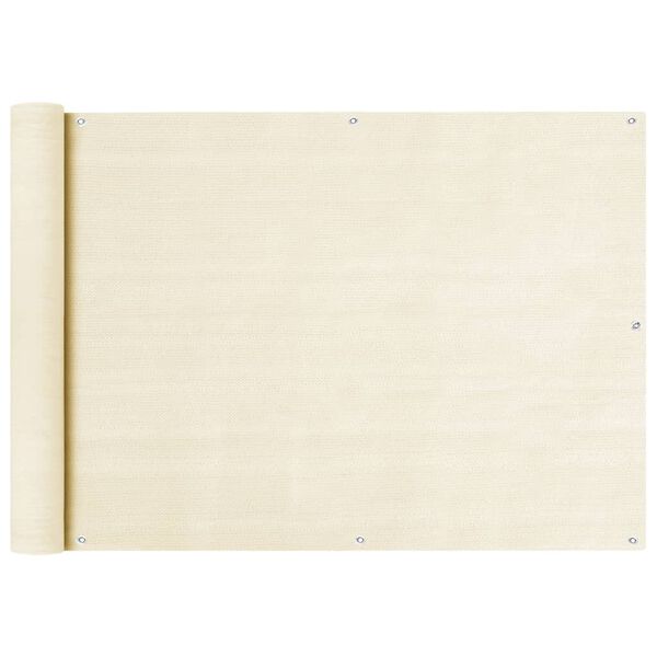 vidaXL Balkongskärm gräddvit 75x500 cm HDPE