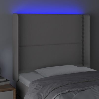 vidaXL Sänggavel LED grå 103x16x118/128 cm konstläder