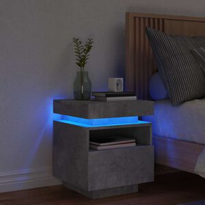 vidaXL S&auml;ngbord med LED-belysning betonggr&aring; 40x39x48,5 cm