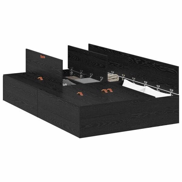 vidaXL F&ouml;rvaringss&auml;ngram Svart Ek 120 x 200 cm Konstruerat tr&auml;