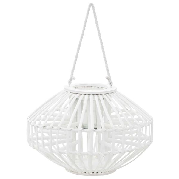 vidaXL H&auml;ngande ljuslykta bambu korg vit