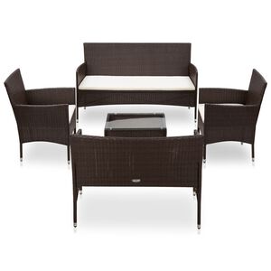 vidaXL Loungegrupp f&ouml;r tr&auml;dg&aring;rden med dynor 5 delar konstrotting brun