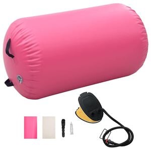 vidaXL Uppbl&aring;sbar gymnastikrulle med pump 100x60 cm PVC rosa