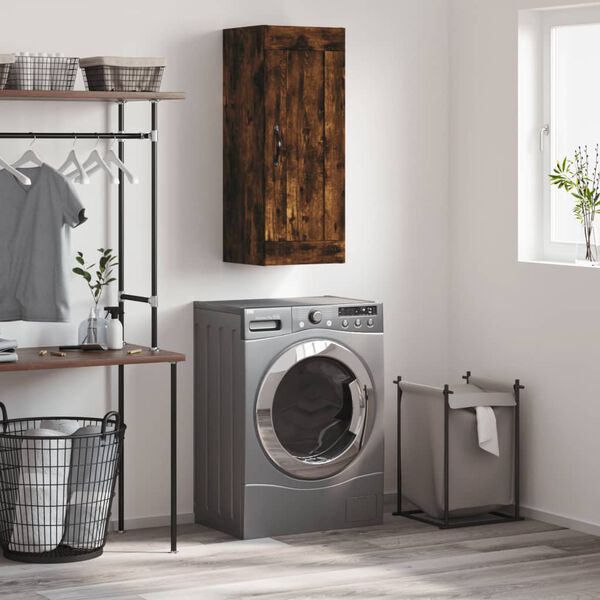 vidaXL V&auml;ggsk&aring;p r&ouml;kf&auml;rgat ek 34,5x34x90 cm konstruerat tr&auml;