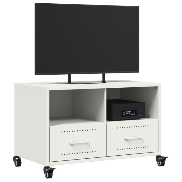 vidaXL Tv-bänk vit 68x39x43,5 cm stål