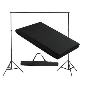vidaXL Stativ och fotobakgrund 300 x 300 cm svart