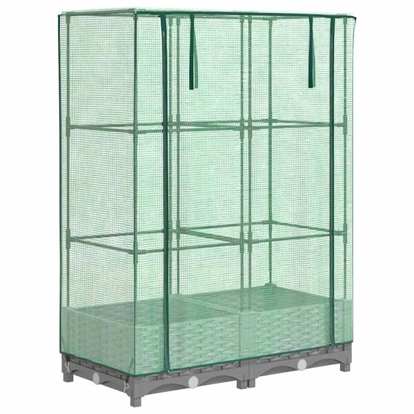 vidaXL Odlingsl&aring;da med v&auml;xthus&ouml;verdrag rottinglook 80x40x123 cm