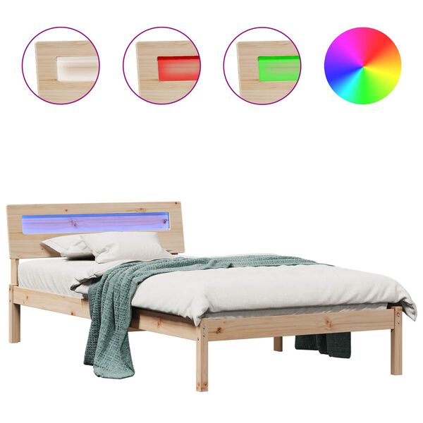 vidaXL S&auml;ngram med huvudgavel Brun 90 x 200 cm Massiv furu