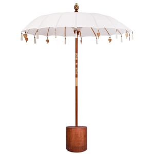 vidaXL Balinesiskt parasoll med fot Rund 190 x 190 x 295 cm