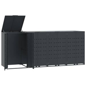 vidaXL Skjul f&ouml;r sopk&auml;rl f&ouml;r 4 platser antracit 276x79x117 cm st&aring;l