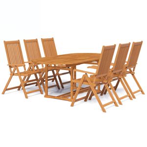vidaXL Matgrupp f&ouml;r tr&auml;dg&aring;rden 7 delar akaciatr&auml; 150-200 cm