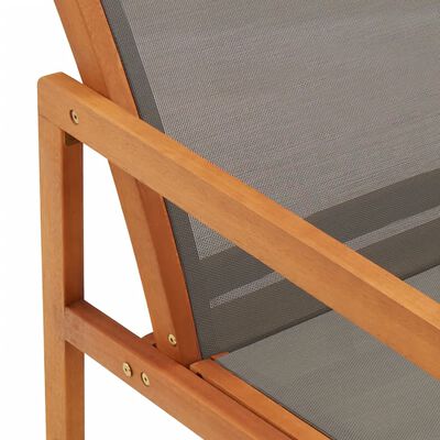 vidaXL Trädgårdsstol med fotpall grå massivt eukalyptusträ och textilene
