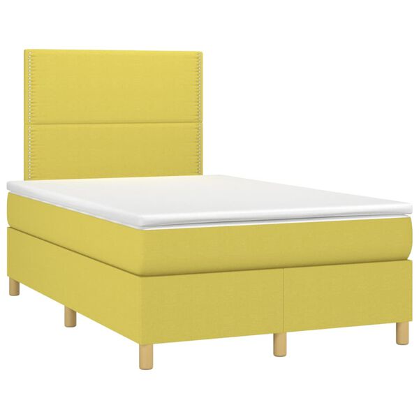 vidaXL Rams&auml;ng med madrass & LED gr&ouml;n 120x200 cm tyg