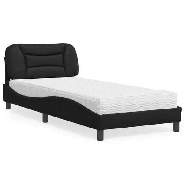 vidaXL Bed with Mattress "Hvar" Black 80x200 cm Faux Leather