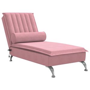 vidaXL Massagesch&auml;slong med bolster rosa sammet