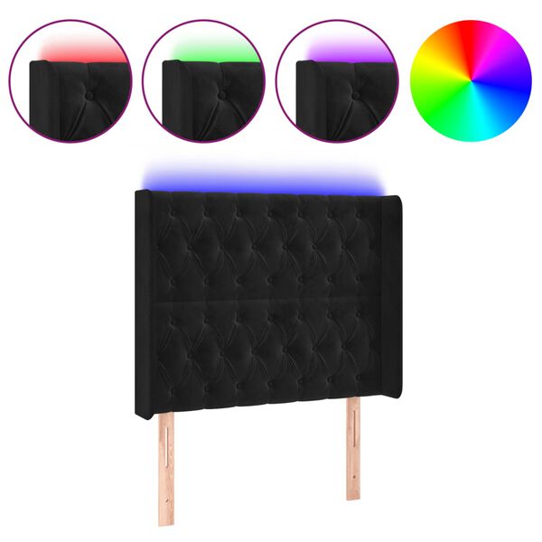 vidaXL S&auml;nggavel LED svart 103x16x118/128 cm sammet