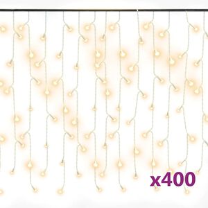 vidaXL Ljusslinga draperi istappar 10 m 400 lysdioder varmvit