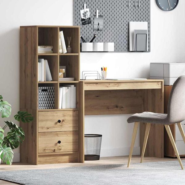 vidaXL Skrivbord med l&aring;da 2 pcs Artisan Ek