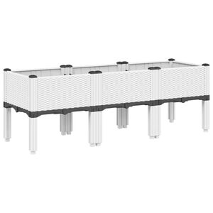 vidaXL Odlingsl&aring;da med ben vit 120x40x42 cm PP