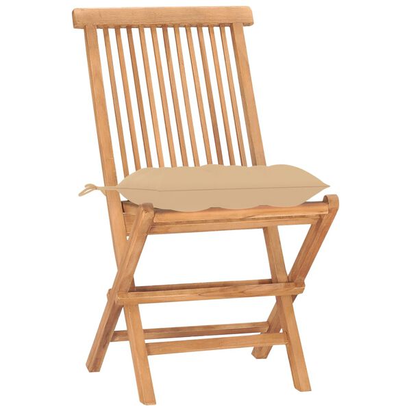 vidaXL Hopf&auml;llbar matgrupp med dyna f&ouml;r tr&auml;dg&aring;rden 3 delar massiv teak