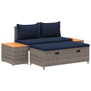 vidaXL Utomhussoffset 4 -Seater 4 st 55 x 30 x 39 cm Gr&aring; och Marinbl&aring;