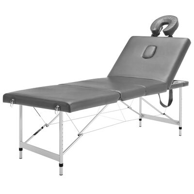 vidaXL Massagebänk med 4 zoner aluminiumram antracit 186x68 cm