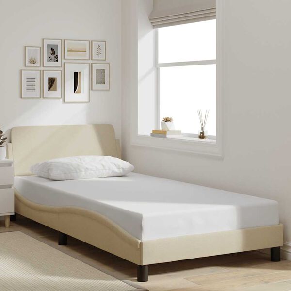 vidaXL Bed Frame "Dover" Cream 100x200 cm Fabric