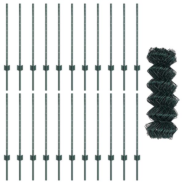 vidaXL St&auml;ngsel och St&aring;nd Gr&ouml;n 0,8 x 25 m St&aring;l